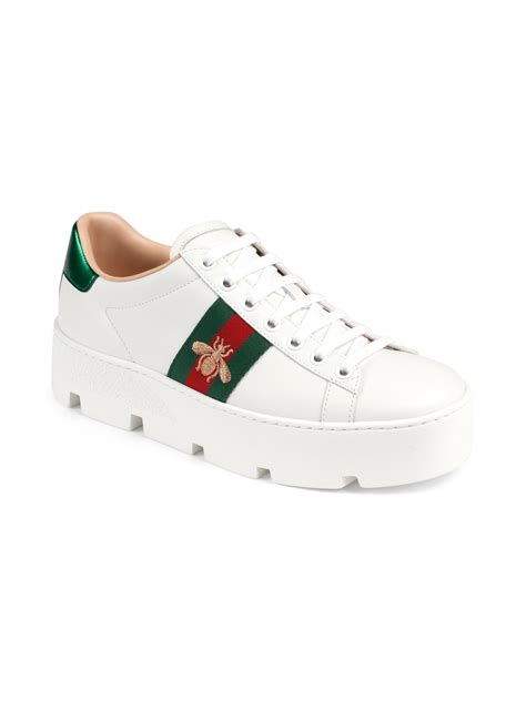 gucci womens bee sneakers white|gucci new ace platform sneakers.